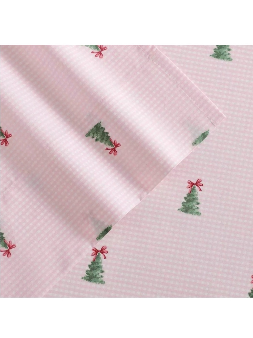 High Demand Laura Ashley Pink Gingham Christmas Tree with BOW Sheets ~ KING HTF - Picture 4 of 4